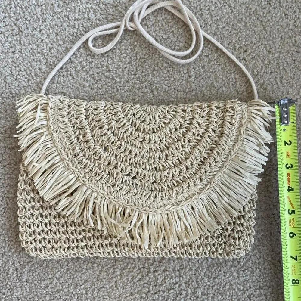 Y2K Straw Fringe Shoulder Bag